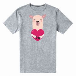 Чоловіча преміум футболка Lama with heart - PrintSalon