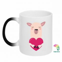 Чашка-хамелеон Lama with heart - PrintSalon