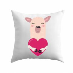 Подушка Lama with heart - PrintSalon