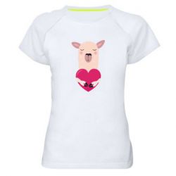 Жіноча футболка для спорту Lama with heart - PrintSalon