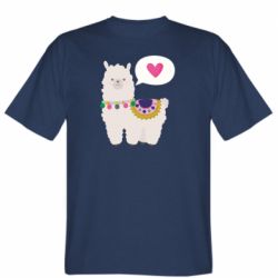 Мужская футболка Stedman Lama with pink heart-PrintSalon Мужская футболка Stedman Lama with pink heart