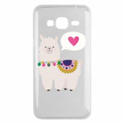 Чехол для Samsung J3 2016 Lama with pink heart - PrintSalon