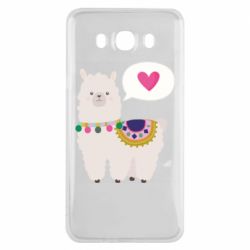 Чехол для Samsung J7 2016 Lama with pink heart - PrintSalon