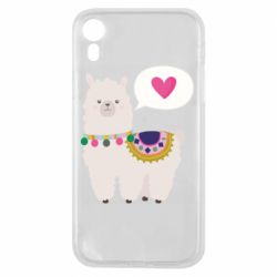 Чехол для iPhone XR Lama with pink heart - PrintSalon