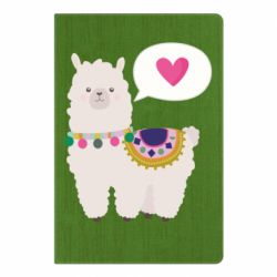 Блокнот с принто Lama with pink heart - PrintSalon