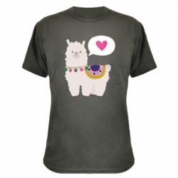 Камуфляжная футболка Lama with pink heart - PrintSalon