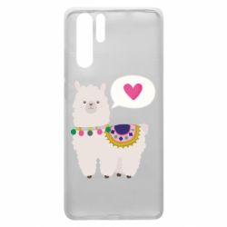 Чехол для Huawei P30 Pro Lama with pink heart - PrintSalon