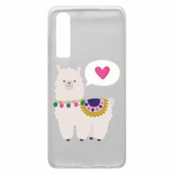Чехол для Huawei P30 Lama with pink heart - PrintSalon