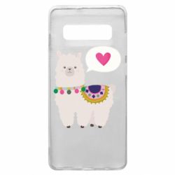 Чехол для Samsung S10+ Lama with pink heart - PrintSalon