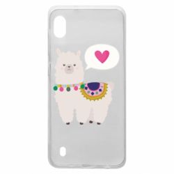 Чехол для Samsung A10 Lama with pink heart - PrintSalon