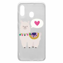 Чехол для Samsung A30 Lama with pink heart - PrintSalon