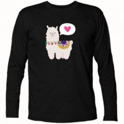 Футболка с длинным рукавом Lama with pink heart - PrintSalon