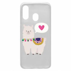 Чехол для Samsung A40 Lama with pink heart - PrintSalon