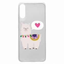 Чехол для Samsung A70 Lama with pink heart - PrintSalon