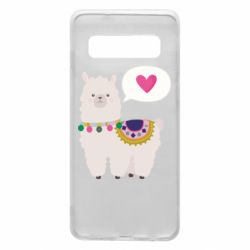 Чехол для Samsung S10 Lama with pink heart - PrintSalon