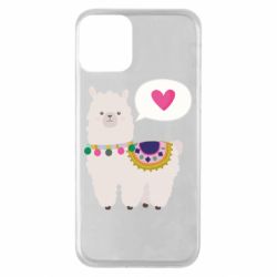 Чехол для iPhone 11 Lama with pink heart - PrintSalon