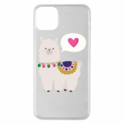 Чехол для iPhone 11 Pro Max Lama with pink heart - PrintSalon