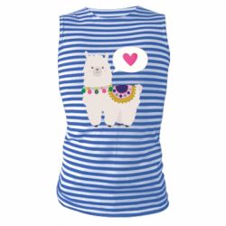 Майка-тельняшка Lama with pink heart - PrintSalon