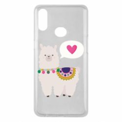 Чехол для Samsung A10s Lama with pink heart - PrintSalon