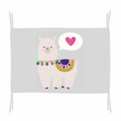 Флаг Lama with pink heart - PrintSalon