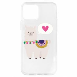 Чехол для iPhone 12 Pro Lama with pink heart