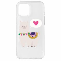 Чехол для iPhone 12 Pro Max Lama with pink heart - PrintSalon