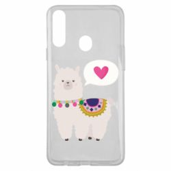 Чехол для Samsung A20s Lama with pink heart - PrintSalon