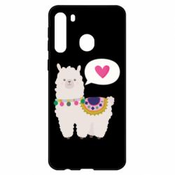 Чехол для Samsung A21 Lama with pink heart
