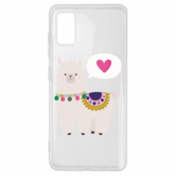 Чехол для Samsung A41 Lama with pink heart - PrintSalon