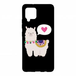 Чехол для Samsung A42 5G Lama with pink heart - PrintSalon