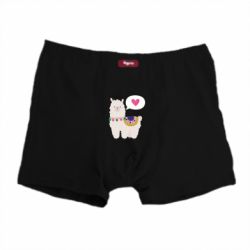 Трусы-боксеры Lama with pink heart - PrintSalon