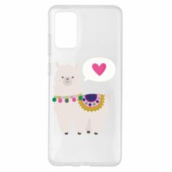 Чехол для Samsung S20+ Lama with pink heart - PrintSalon