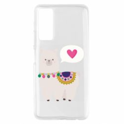 Чехол для Huawei P Smart 2021 Lama with pink heart - PrintSalon