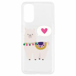 Чехол для Oppo Reno 4 Lama with pink heart - PrintSalon