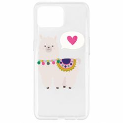 Чехол для Oppo Reno 4 Lite Lama with pink heart - PrintSalon