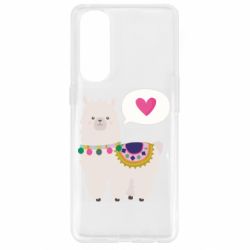 Чехол для Oppo Reno 4 Pro Lama with pink heart - PrintSalon