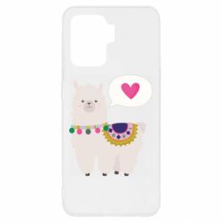 Чехол для Oppo Reno 5 Lite Lama with pink heart - PrintSalon