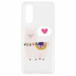 Чехол для Oppo Find X2 Lama with pink heart - PrintSalon