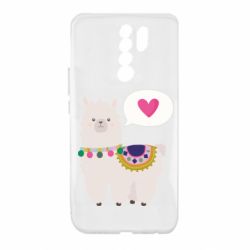 Чехол для Xiaomi Redmi 9 Lama with pink heart - PrintSalon