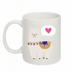Чашка 320ml Lama with pink heart