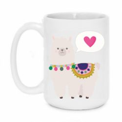 Чашка 420ml Lama with pink heart - PrintSalon