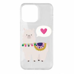 Чехол для iPhone 14 Pro Max Lama with pink heart - PrintSalon