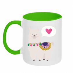 Чашка двокольорова Lama with pink heart