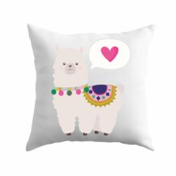 Подушка Lama with pink heart - PrintSalon