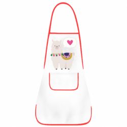 Фартук Lama with pink heart - PrintSalon