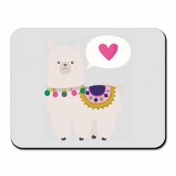 Коврик для мыши Lama with pink heart - PrintSalon