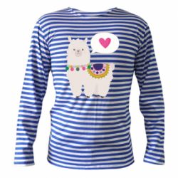 Тельняшка с длинным рукавом Lama with pink heart - PrintSalon