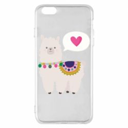 Чехол для iPhone 6 Plus/6S Plus Lama with pink heart - PrintSalon