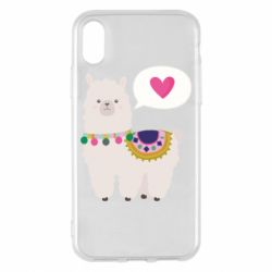 Чехол для iPhone X/Xs Lama with pink heart - PrintSalon
