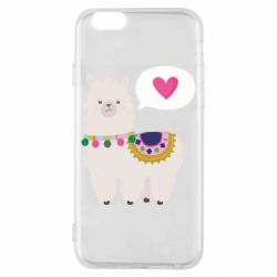Чехол для iPhone 6/6S Lama with pink heart - PrintSalon
